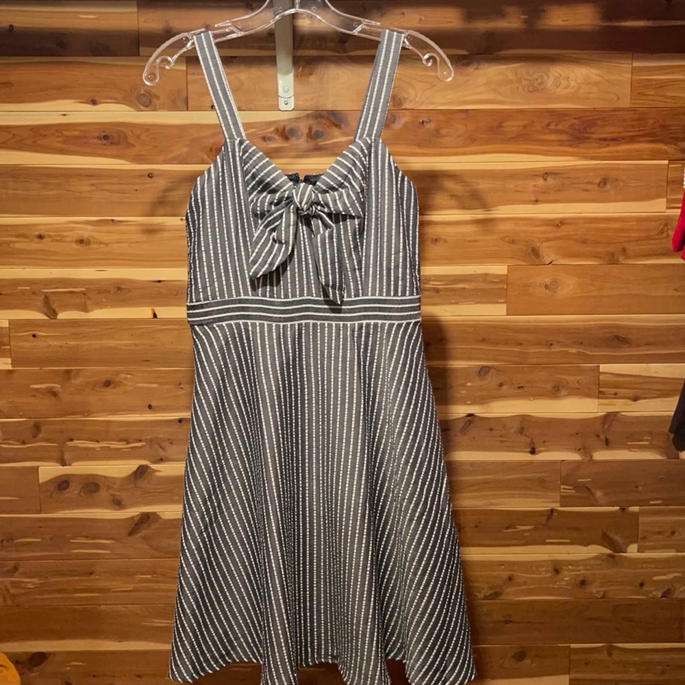 blue striped dress